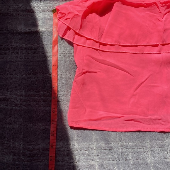 Neon pink zipper on back crop top sheer - Picture 2 of 4
